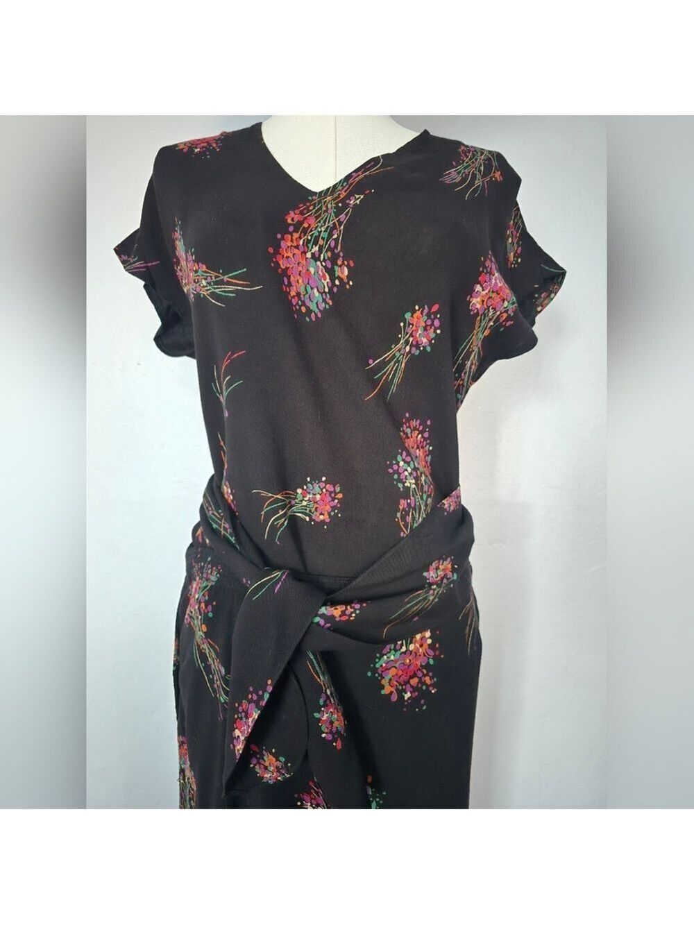 Vintage 70s GANNI Dark Floral Skirt Set Size XL
